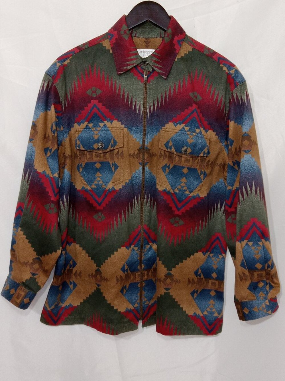 Jones New York Petite L Southwestern Aztec Full Zip Barn Jacket Women Vintage